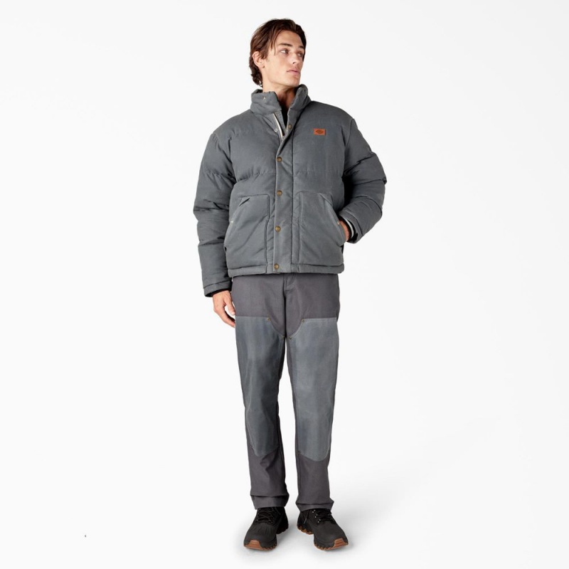 Grey Dickies Lucas Fully Waxed Puffer Men's Jacket | 413-NXVLEI