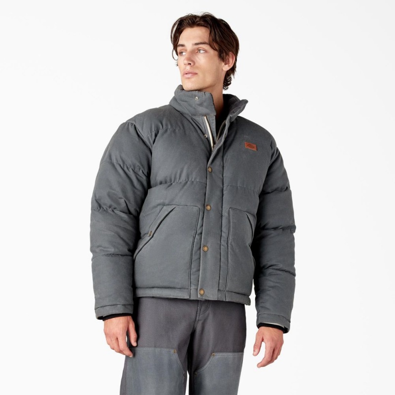 Grey Dickies Lucas Fully Waxed Puffer Men\'s Jacket | 413-NXVLEI