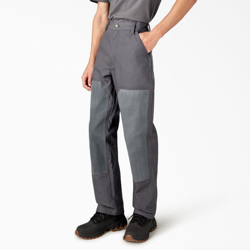 Grey Dickies Lucas Waxed Canvas Double Knee Men's Pants | 285-RLTPYJ