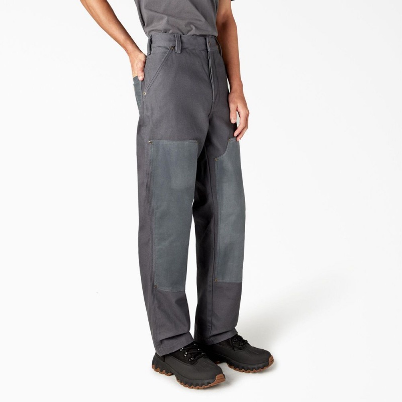 Grey Dickies Lucas Waxed Canvas Double Knee Men's Pants | 285-RLTPYJ