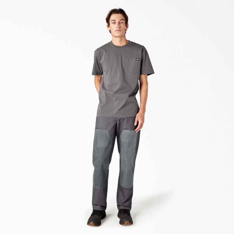 Grey Dickies Lucas Waxed Canvas Double Knee Men's Pants | 285-RLTPYJ