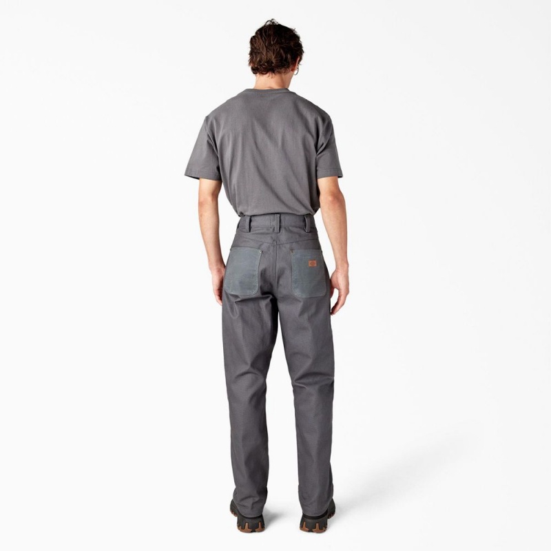 Grey Dickies Lucas Waxed Canvas Double Knee Men's Pants | 285-RLTPYJ