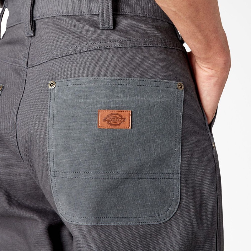 Grey Dickies Lucas Waxed Canvas Double Knee Men's Pants | 285-RLTPYJ