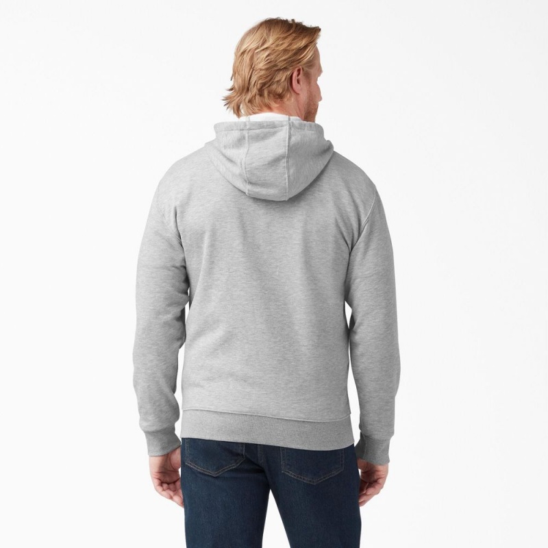 Grey Dickies Midweight Fleece Zip Men's Hoodie | 305-FEYLOS