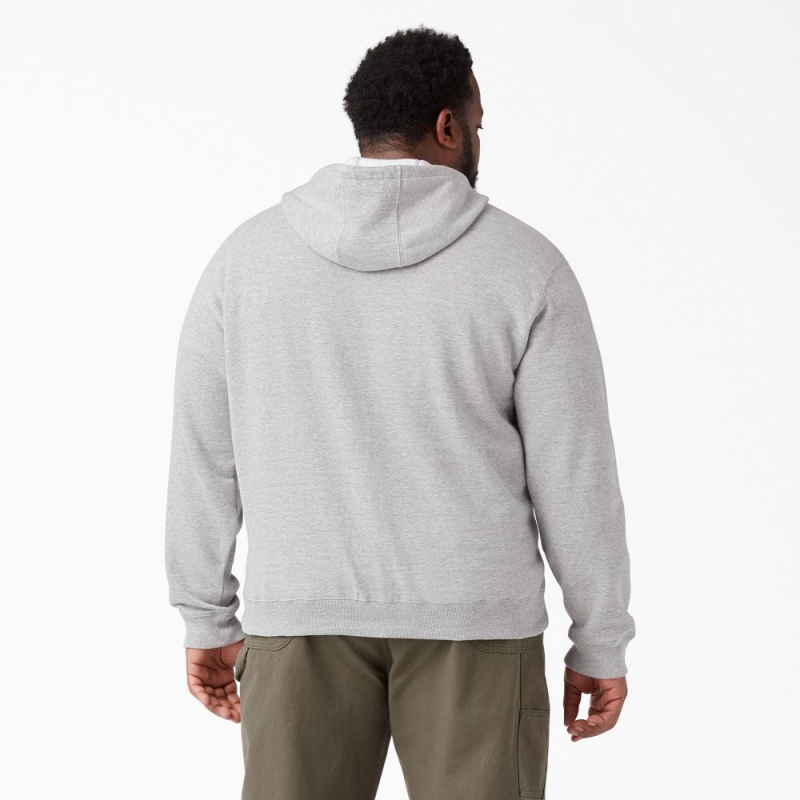 Grey Dickies Midweight Fleece Zip Men's Hoodie | 305-FEYLOS