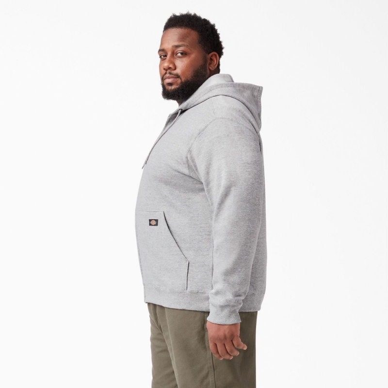 Grey Dickies Midweight Fleece Zip Men's Hoodie | 305-FEYLOS