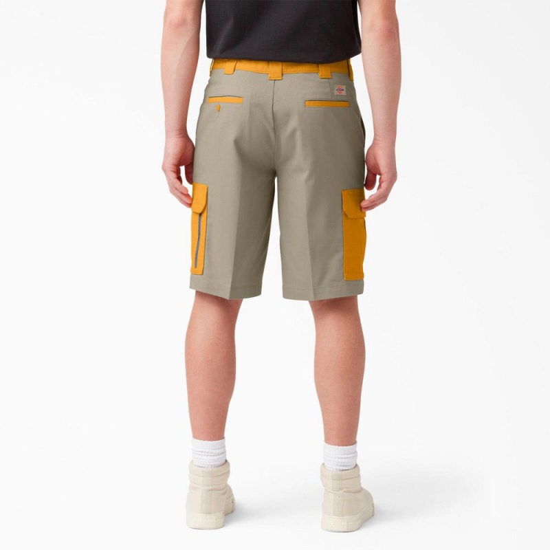 Grey Dickies Mixed Media Relaxed Fit Cargo Men's Shorts | 475-VQPCTK