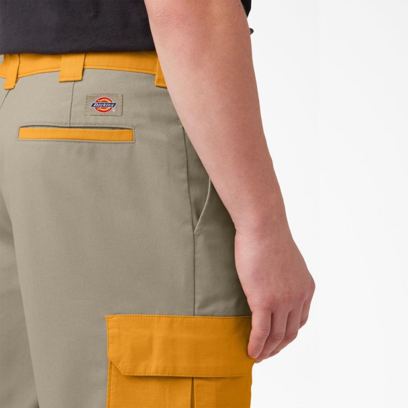 Grey Dickies Mixed Media Relaxed Fit Cargo Men's Shorts | 475-VQPCTK