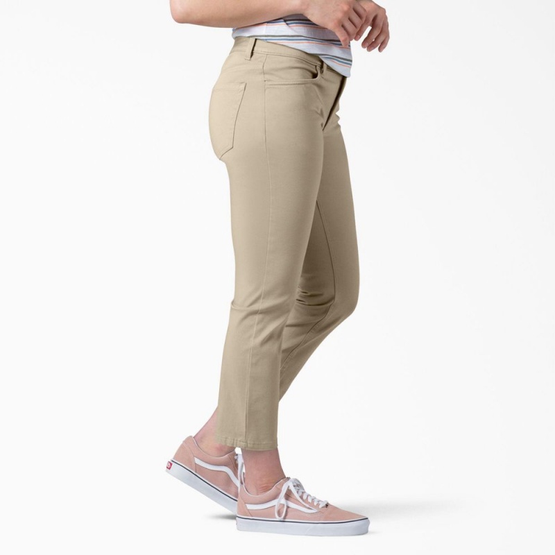 Grey Dickies Perfect Shape Skinny Fit Capri Women's Pants | 103-BNHAJI