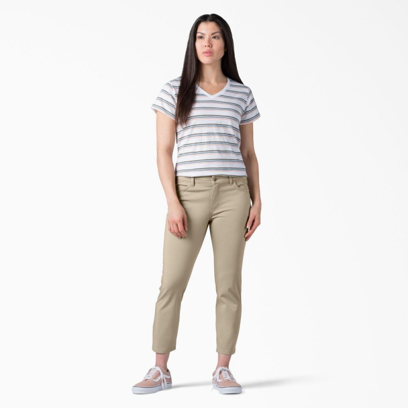 Grey Dickies Perfect Shape Skinny Fit Capri Women's Pants | 103-BNHAJI