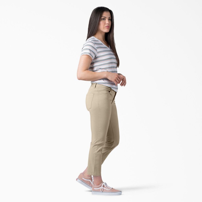 Grey Dickies Perfect Shape Skinny Fit Capri Women's Pants | 103-BNHAJI