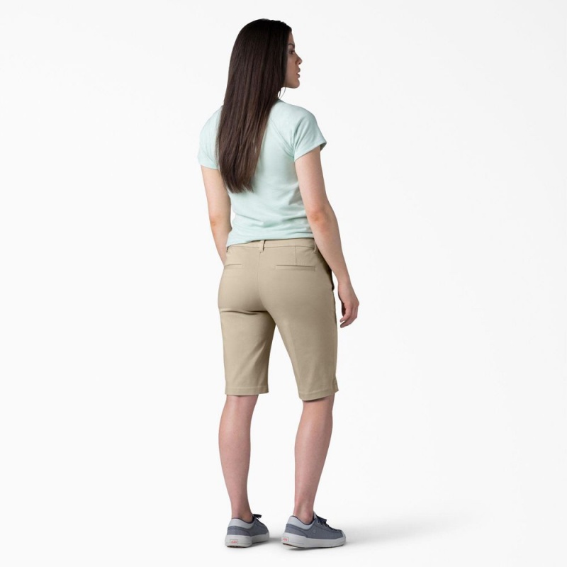 Grey Dickies Perfect Shape Straight Fit Bermuda Women's Shorts | 813-BINYJK