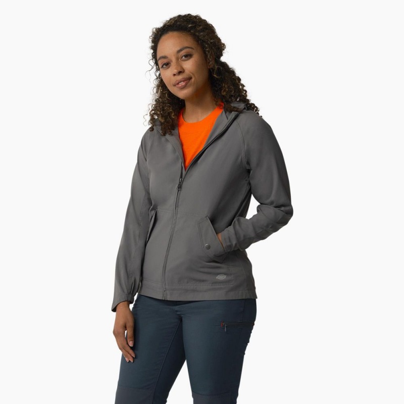 Grey Dickies Performance Hooded Women's Jacket | 603-OWCXSA