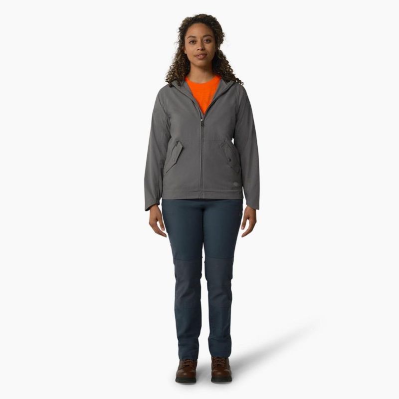 Grey Dickies Performance Hooded Women's Jacket | 603-OWCXSA