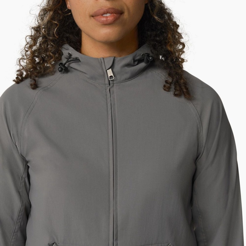 Grey Dickies Performance Hooded Women's Jacket | 603-OWCXSA