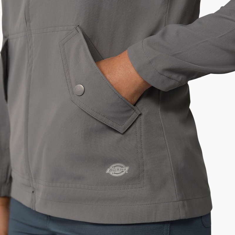 Grey Dickies Performance Hooded Women's Jacket | 603-OWCXSA