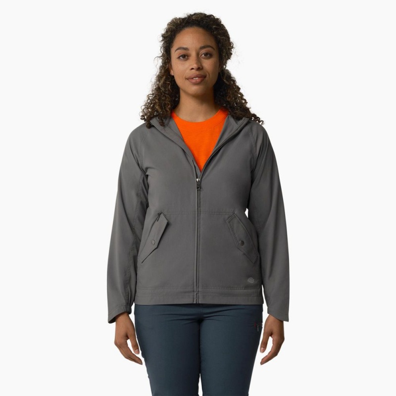 Grey Dickies Performance Hooded Women\'s Jacket | 603-OWCXSA