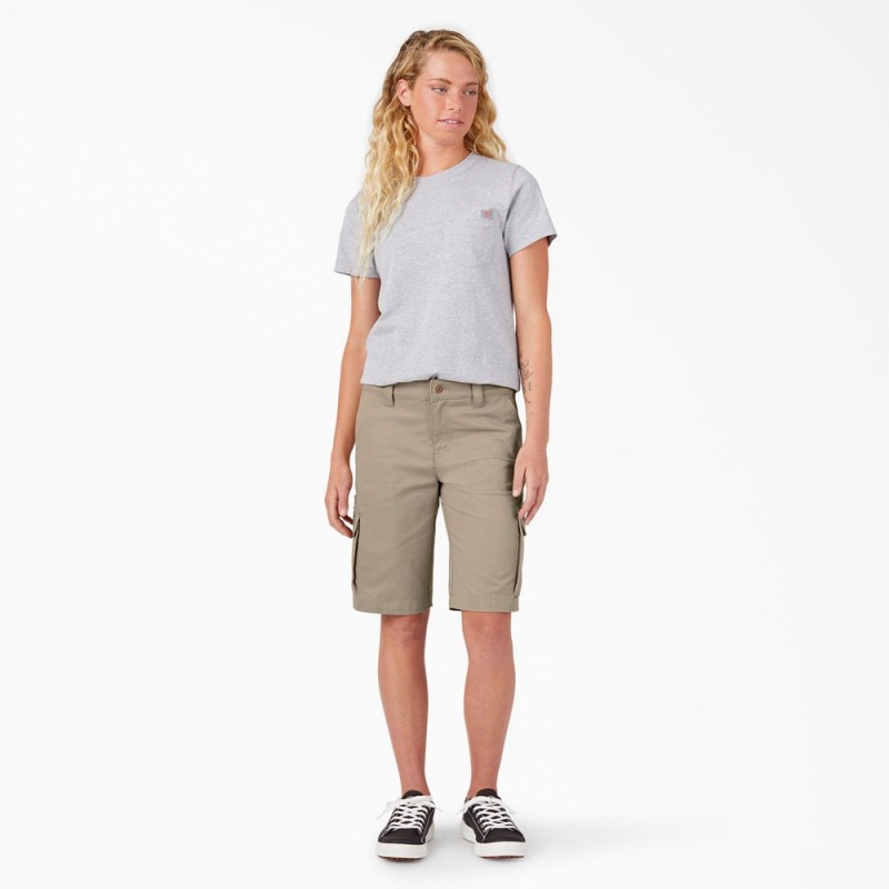 Grey Dickies Relaxed Fit Cargo Women's Shorts | 485-CTLDSN