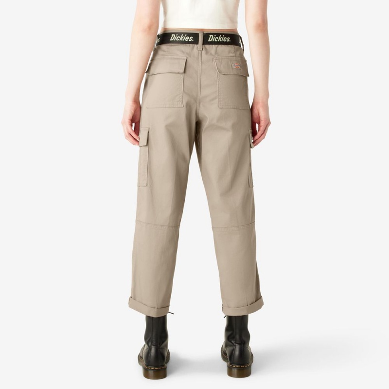 Grey Dickies Relaxed Fit Cropped Women's Cargo Pants | 425-BZLRPC