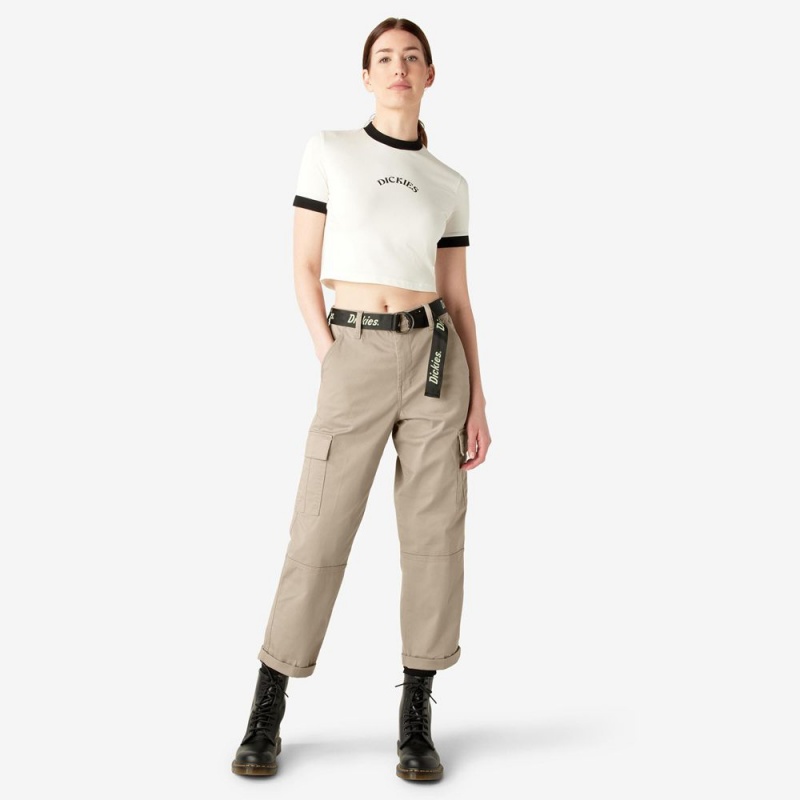 Grey Dickies Relaxed Fit Cropped Women's Cargo Pants | 425-BZLRPC