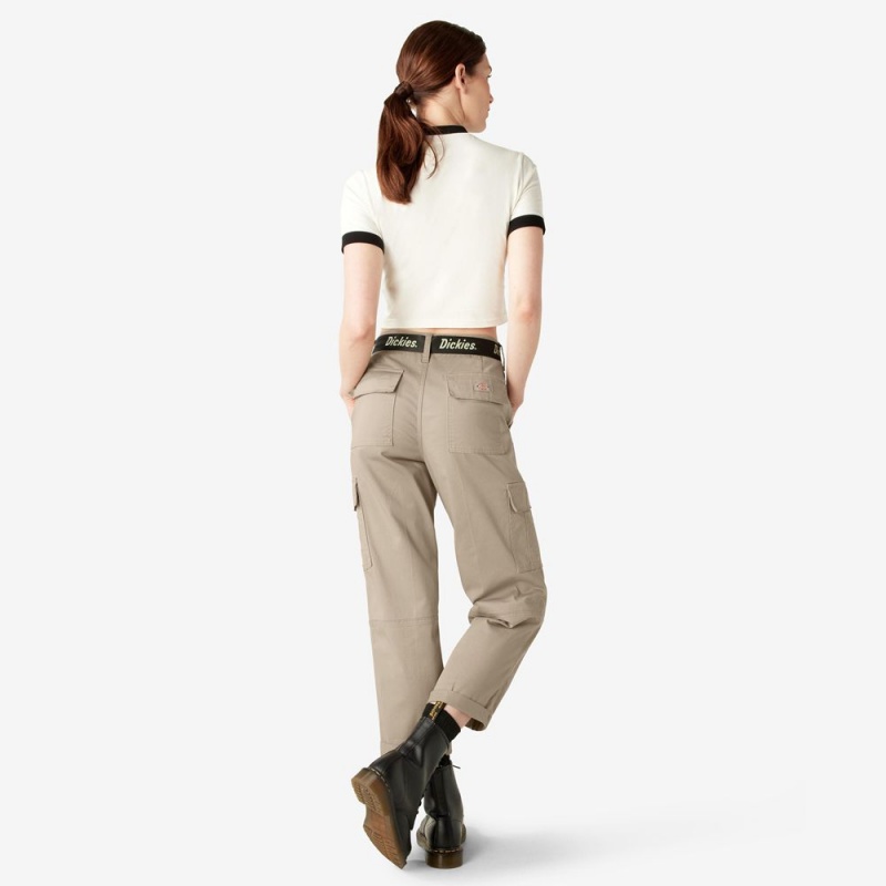 Grey Dickies Relaxed Fit Cropped Women's Cargo Pants | 425-BZLRPC