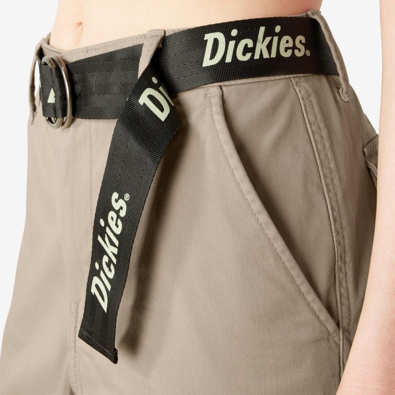 Grey Dickies Relaxed Fit Cropped Women's Cargo Pants | 425-BZLRPC