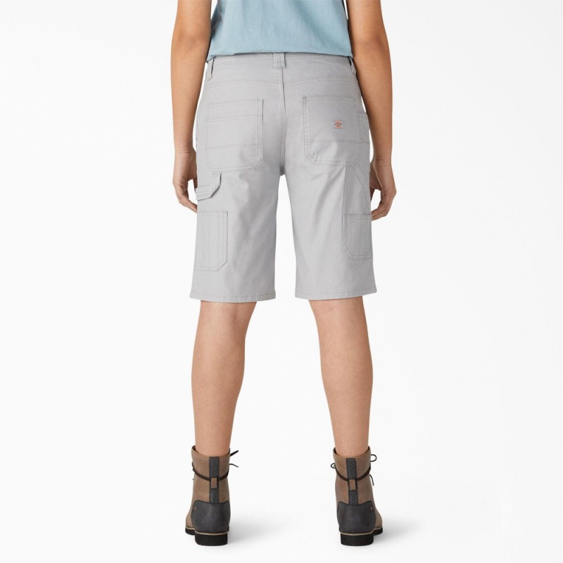 Grey Dickies Relaxed Fit Duck Carpenter Women's Shorts | 491-RIPZJT