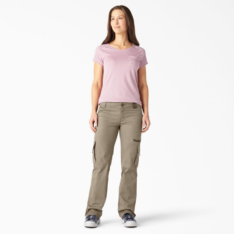 Grey Dickies Relaxed Fit Straight Leg Women's Cargo Pants | 639-OMHNSY