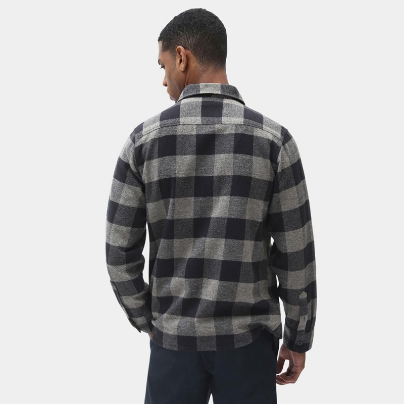 Grey Dickies Sacramento Men's Shirt | 573-LEUPCW