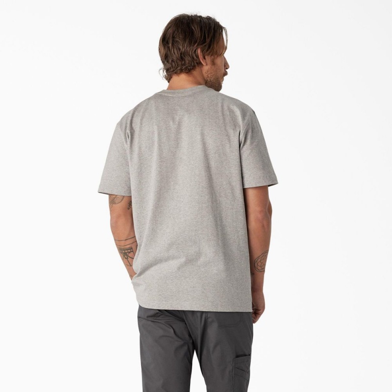 Grey Dickies Short Sleeve Heavyweight Logo Men's T-Shirt | 874-BMWTGL