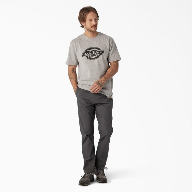 Grey Dickies Short Sleeve Heavyweight Logo Men's T-Shirt | 874-BMWTGL