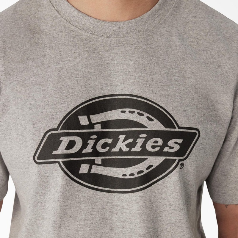 Grey Dickies Short Sleeve Heavyweight Logo Men's T-Shirt | 874-BMWTGL