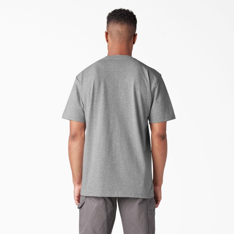 Grey Dickies Short Sleeve Logo Graphic Men's T-Shirt | 910-BOKIXG