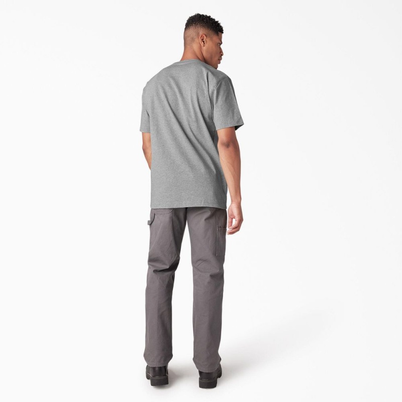 Grey Dickies Short Sleeve Logo Graphic Men's T-Shirt | 910-BOKIXG