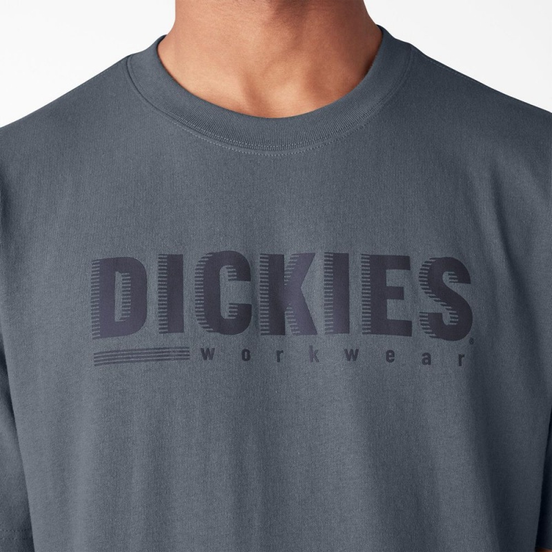 Grey Dickies Short Sleeve Workwear Graphic Men's T-Shirt | 986-UVMNHI