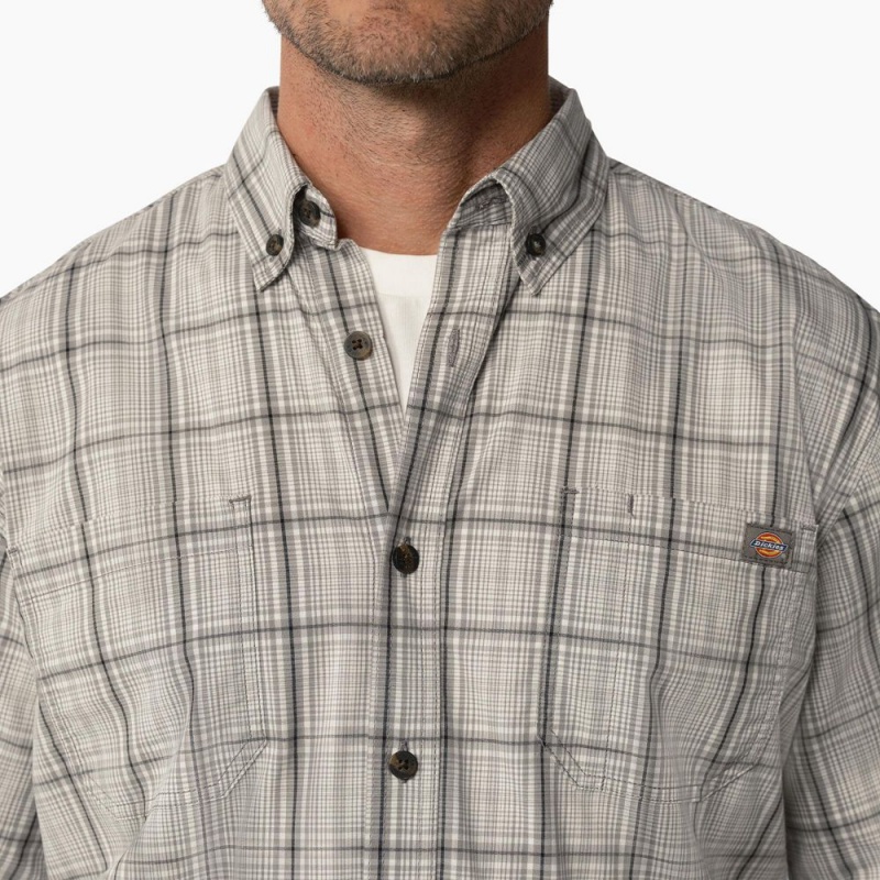 Grey Dickies Short Sleeve Woven Men's Shirt | 032-XIWUOH