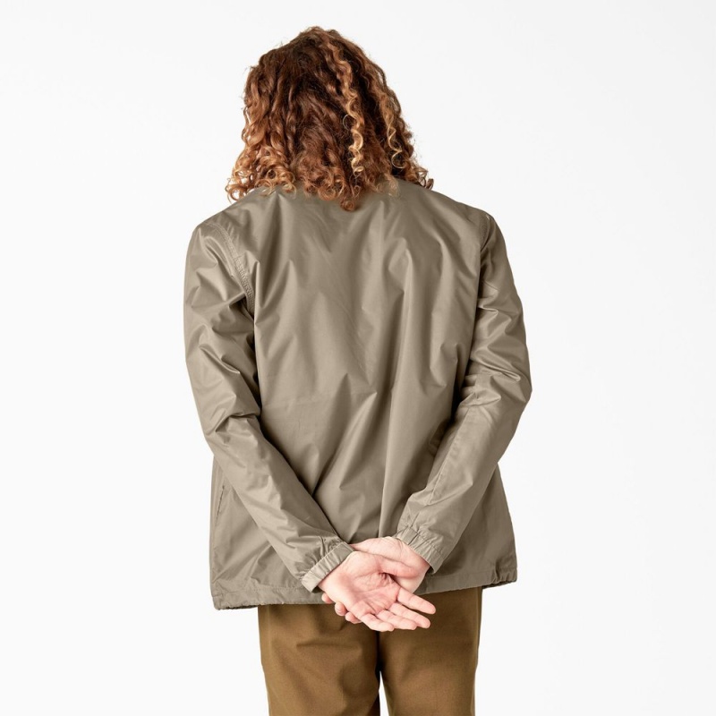 Grey Dickies Skateboarding Coaches Men's Jacket | 294-WHZGPF