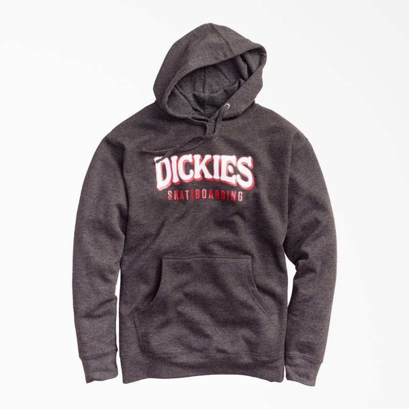 Grey Dickies Skateboarding Fleece Men\'s Hoodie | 950-ZUDRXN