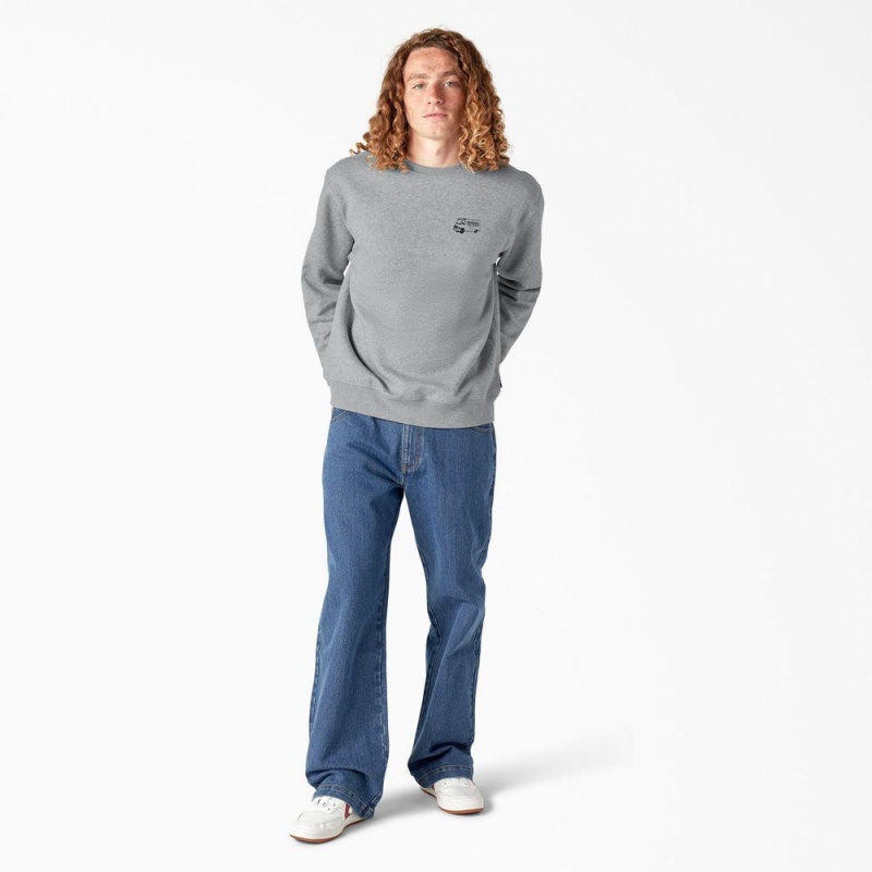 Grey Dickies Skateboarding Pool Drainage Graphic Men's Sweatshirt | 139-YWVEGC