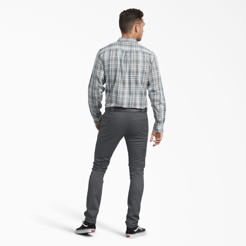 Grey Dickies Skinny Fit Men's Work Pants | 785-FOHNXR