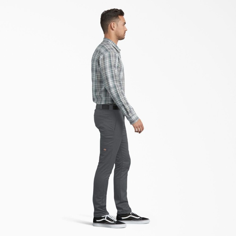 Grey Dickies Skinny Fit Men's Work Pants | 785-FOHNXR