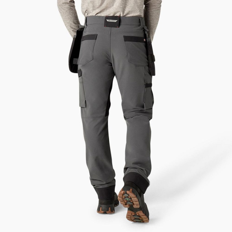 Grey Dickies Slim Fit Holster Double Knee Men's Work Pants | 150-ZBGWAU