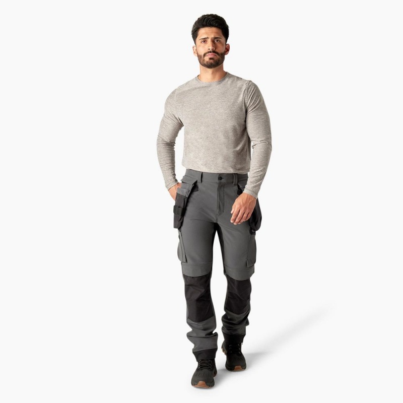 Grey Dickies Slim Fit Holster Double Knee Men's Work Pants | 150-ZBGWAU