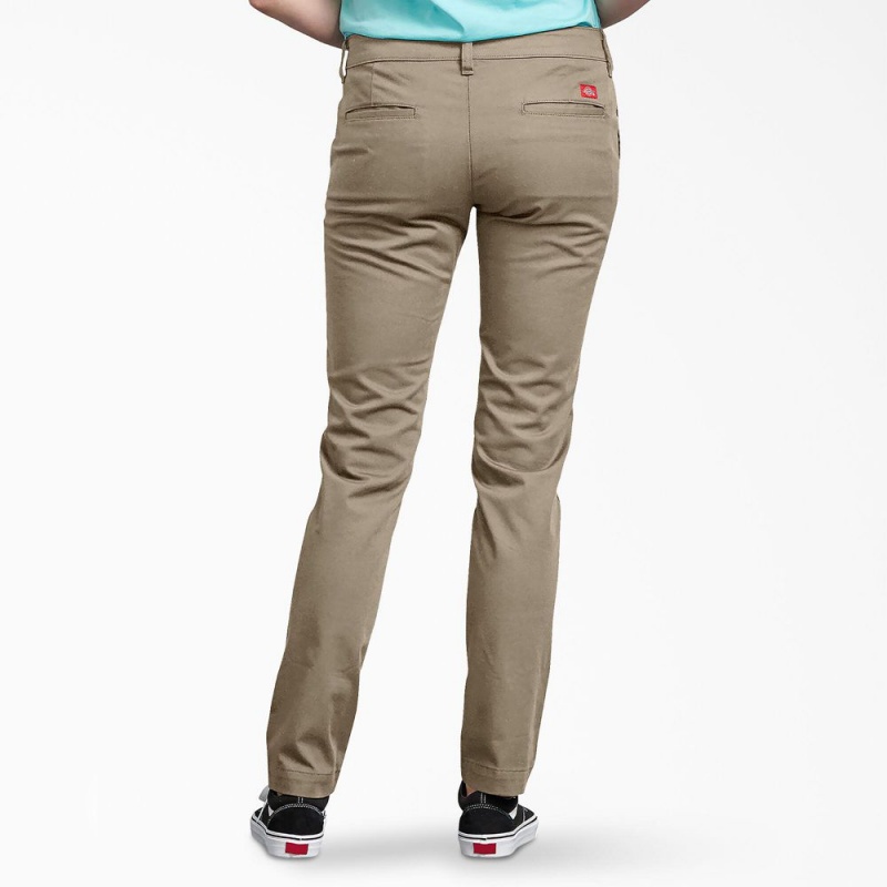 Grey Dickies Slim Fit Skinny Leg Women's Pants | 875-EOILYU