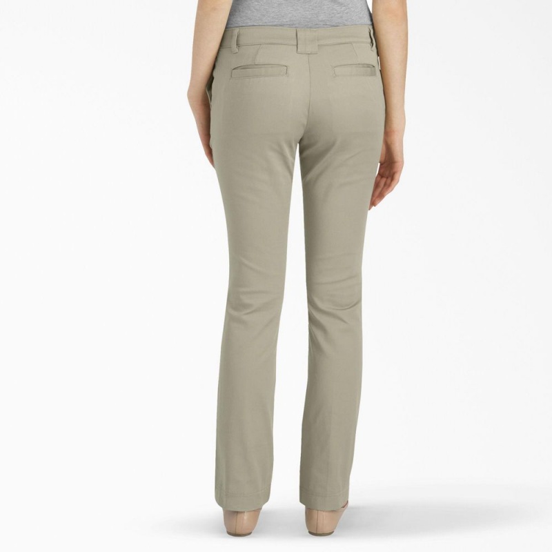 Grey Dickies Slim Fit Women's Pants | 698-YBAPEL