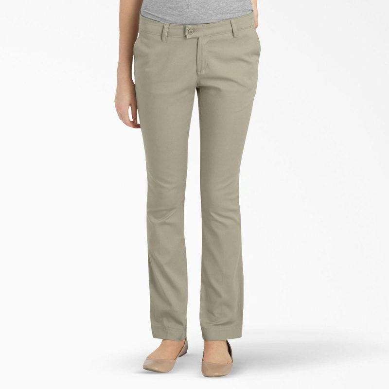 Grey Dickies Slim Fit Women\'s Pants | 698-YBAPEL