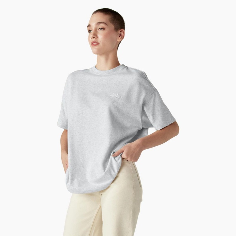 Grey Dickies Summerdale Short Sleeve Women's T-Shirt | 520-LXHYUV