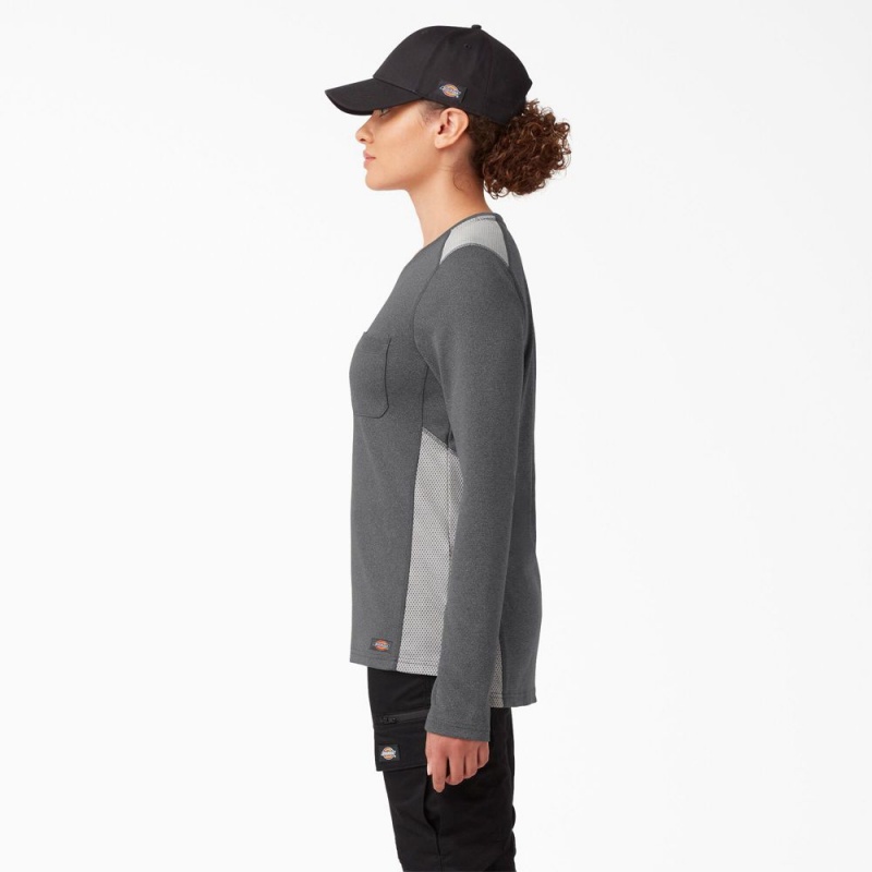 Grey Dickies Temp-iQ® 365 Long Sleeve Pocket Women's T-Shirt | 460-TGEZVF