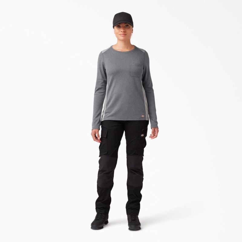 Grey Dickies Temp-iQ® 365 Long Sleeve Pocket Women's T-Shirt | 460-TGEZVF