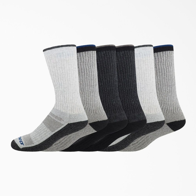 Grey Dickies The Navigator Crew 6-Pack Men\'s Socks | 543-GREXOH